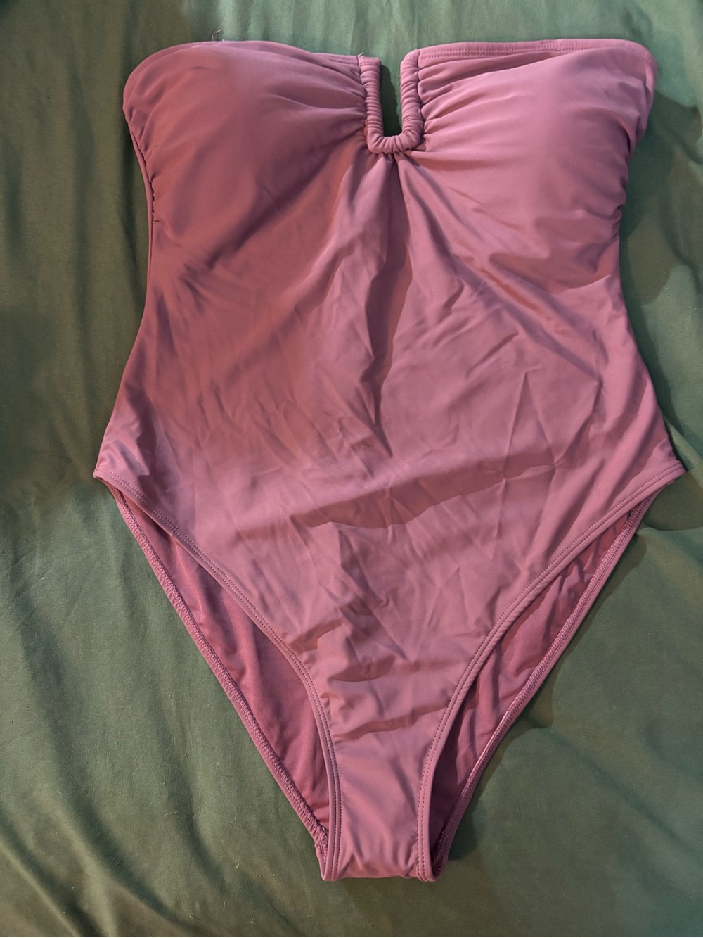 Caroline Constas Dusty Rose Strapless V-Notch One-Piece Swimsuit